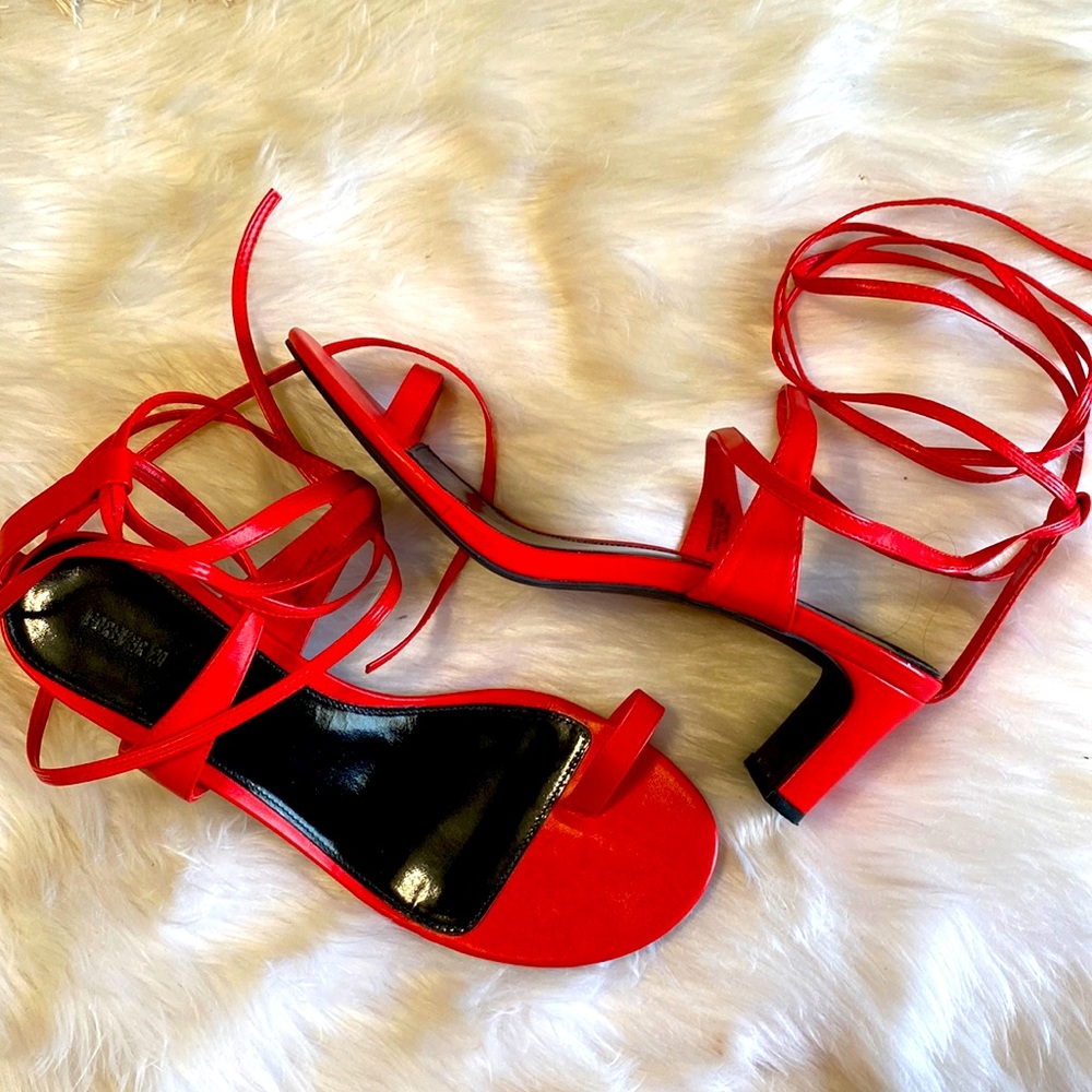 Forever 21 Cherry red low heel ankle strap